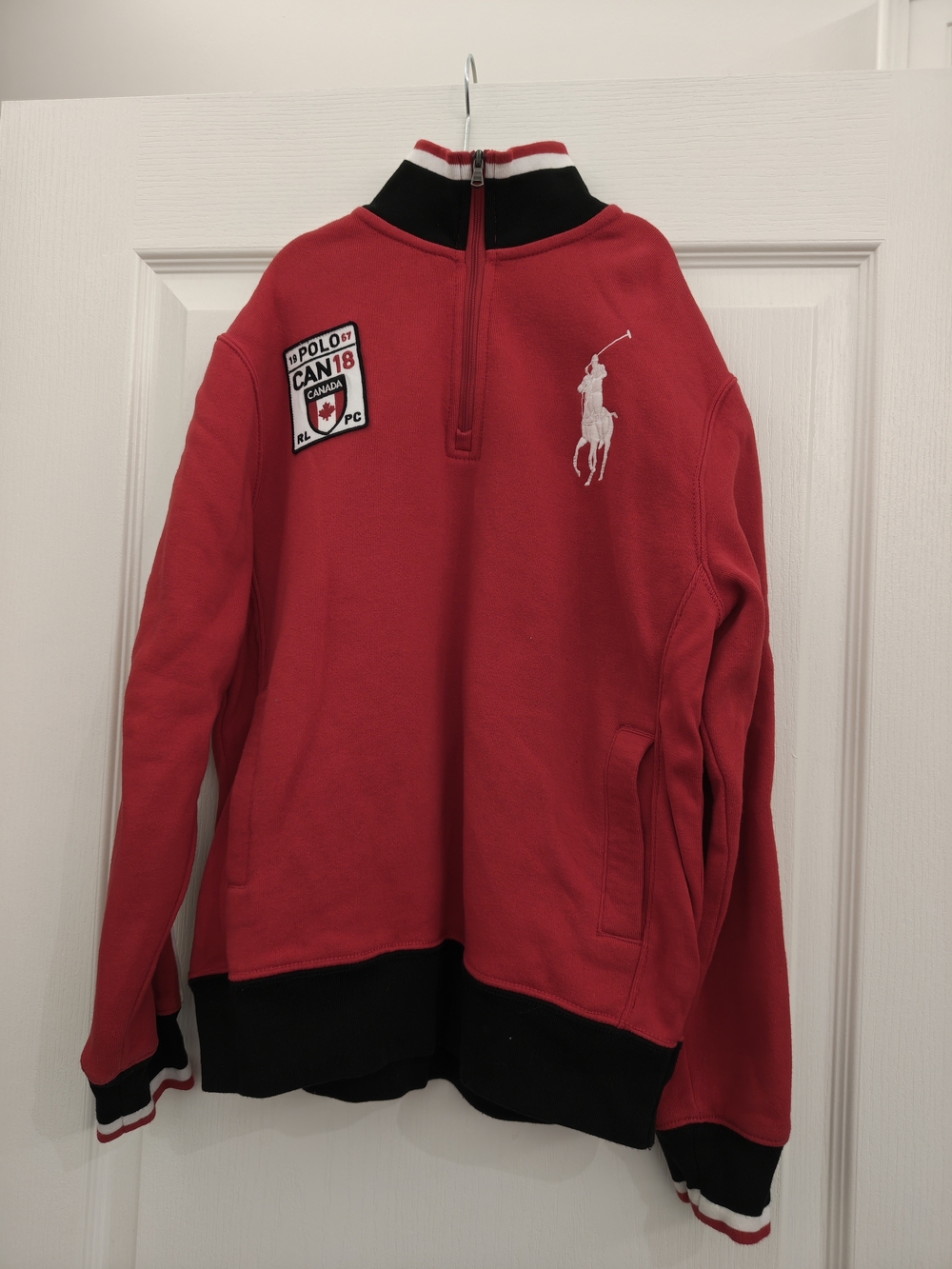 Polo by Ralph Lauren Red Half-Zip Sweatshirt with Black Trim